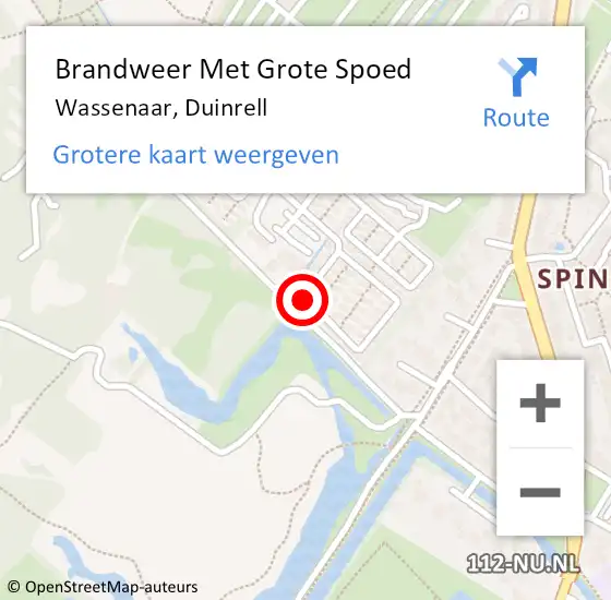 Locatie op kaart van de 112 melding: Brandweer Met Grote Spoed Naar Wassenaar, Duinrell op 28 februari 2024 01:39