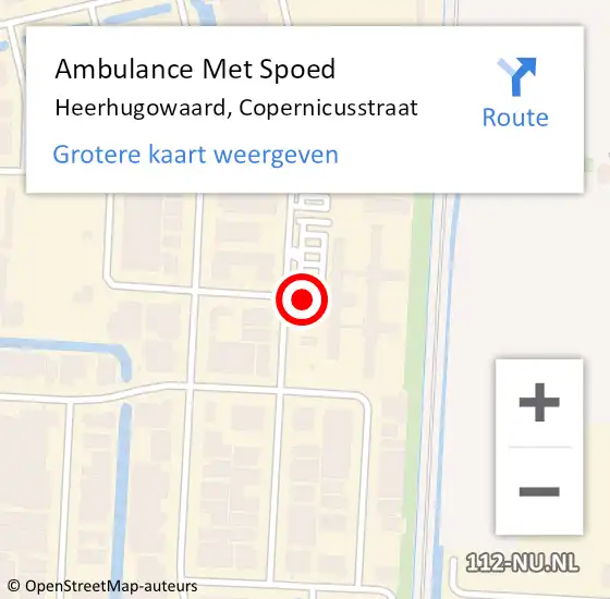 Locatie op kaart van de 112 melding: Ambulance Met Spoed Naar Heerhugowaard, Copernicusstraat op 28 februari 2024 02:25