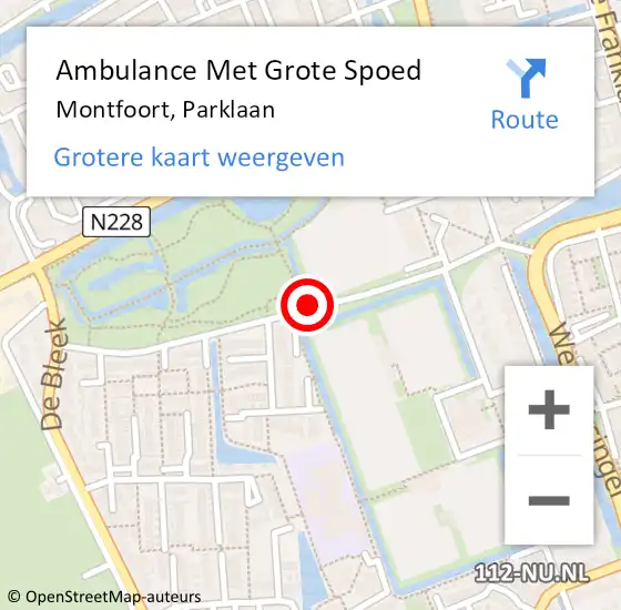 Locatie op kaart van de 112 melding: Ambulance Met Grote Spoed Naar Montfoort, Parklaan op 27 september 2014 11:50