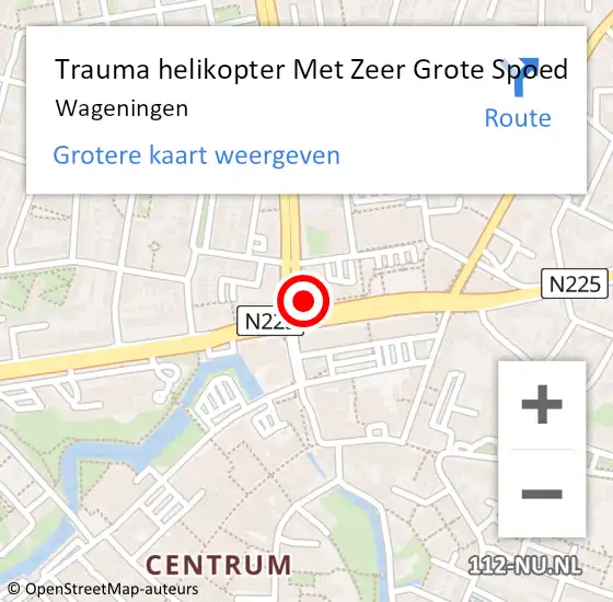 Locatie op kaart van de 112 melding: Trauma helikopter Met Zeer Grote Spoed Naar Wageningen op 28 februari 2024 02:48