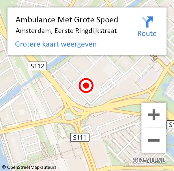 Locatie op kaart van de 112 melding: Ambulance Met Grote Spoed Naar Amsterdam, Eerste Ringdijkstraat op 28 februari 2024 03:22