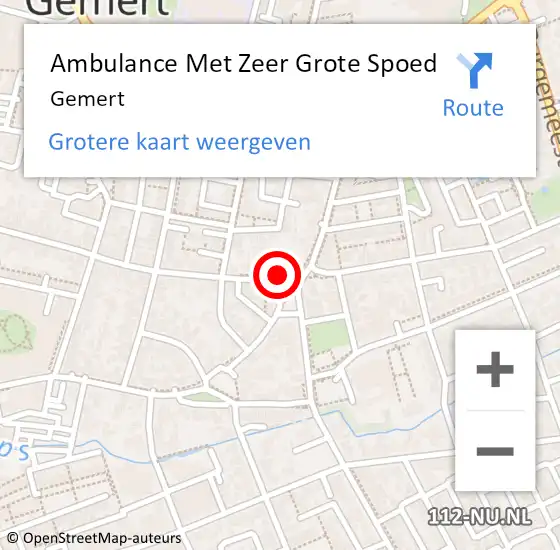 Locatie op kaart van de 112 melding: Ambulance Met Zeer Grote Spoed Naar Gemert op 28 februari 2024 03:41