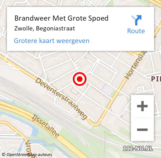 Locatie op kaart van de 112 melding: Brandweer Met Grote Spoed Naar Zwolle, Begoniastraat op 28 februari 2024 07:34