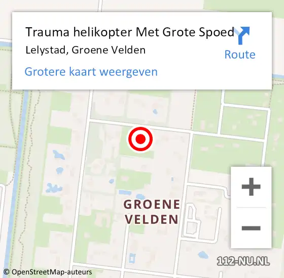 Locatie op kaart van de 112 melding: Trauma helikopter Met Grote Spoed Naar Lelystad, Groene Velden op 28 februari 2024 08:01