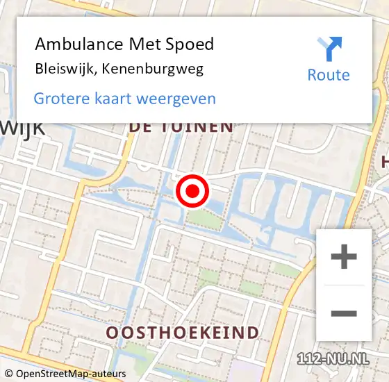 Locatie op kaart van de 112 melding: Ambulance Met Spoed Naar Bleiswijk, Kenenburgweg op 28 februari 2024 08:10