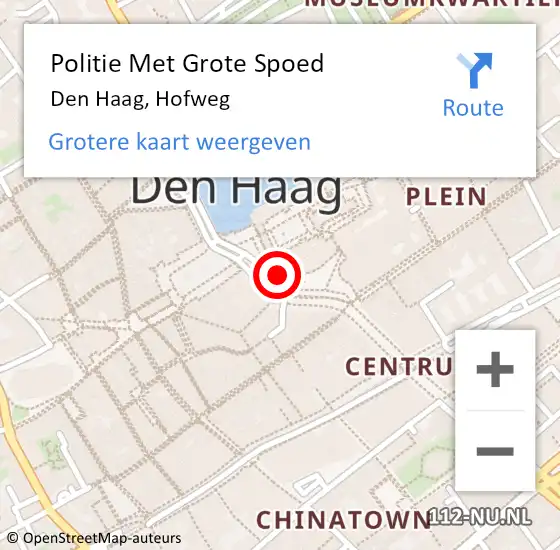 Locatie op kaart van de 112 melding: Politie Met Grote Spoed Naar Den Haag, Hofweg op 28 februari 2024 08:20