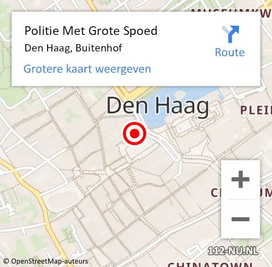 Locatie op kaart van de 112 melding: Politie Met Grote Spoed Naar Den Haag, Buitenhof op 28 februari 2024 08:21