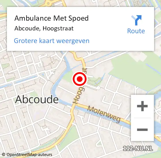 Locatie op kaart van de 112 melding: Ambulance Met Spoed Naar Abcoude, Hoogstraat op 28 februari 2024 08:30