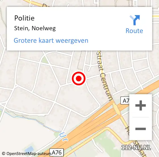 Locatie op kaart van de 112 melding: Politie Stein, Noelweg op 28 februari 2024 08:38