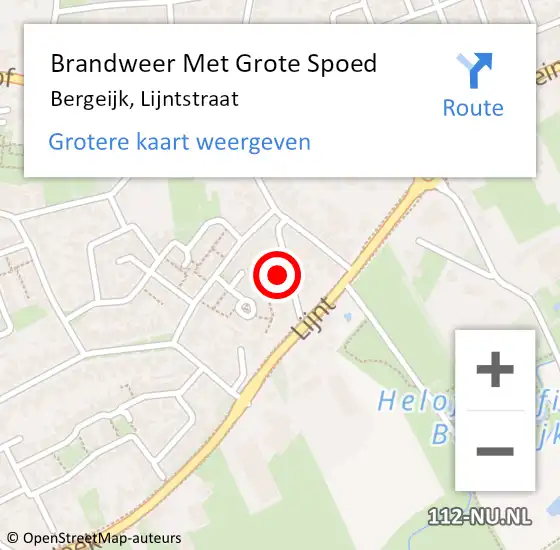 Locatie op kaart van de 112 melding: Brandweer Met Grote Spoed Naar Bergeijk, Lijntstraat op 28 februari 2024 08:39