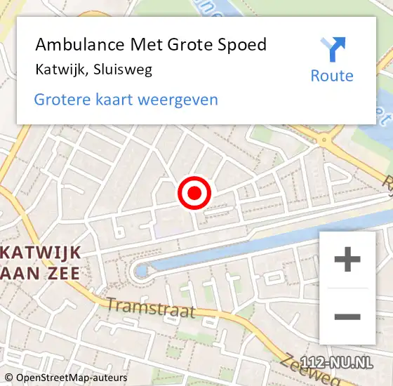 Locatie op kaart van de 112 melding: Ambulance Met Grote Spoed Naar Katwijk, Sluisweg op 28 februari 2024 09:07