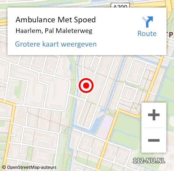 Locatie op kaart van de 112 melding: Ambulance Met Spoed Naar Haarlem, Pal Maleterweg op 28 februari 2024 09:11