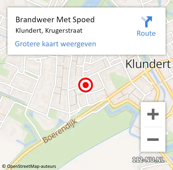 Locatie op kaart van de 112 melding: Brandweer Met Spoed Naar Klundert, Krugerstraat op 28 februari 2024 09:14