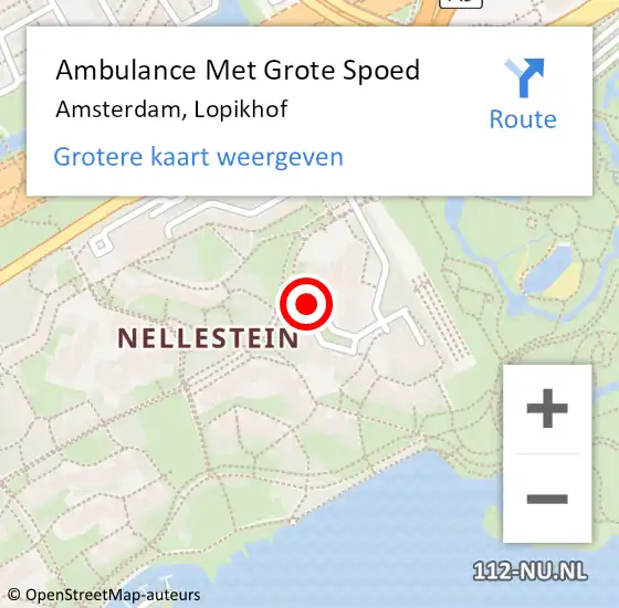 Locatie op kaart van de 112 melding: Ambulance Met Grote Spoed Naar Amsterdam, Lopikhof op 28 februari 2024 09:20