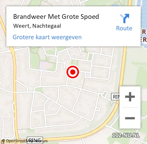 Locatie op kaart van de 112 melding: Brandweer Met Grote Spoed Naar Weert, Nachtegaal op 28 februari 2024 09:23