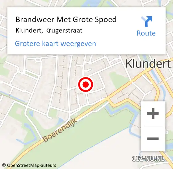 Locatie op kaart van de 112 melding: Brandweer Met Grote Spoed Naar Klundert, Krugerstraat op 28 februari 2024 09:24