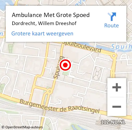 Locatie op kaart van de 112 melding: Ambulance Met Grote Spoed Naar Dordrecht, Willem Dreeshof op 28 februari 2024 09:35