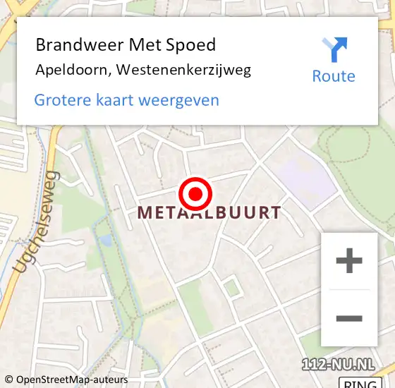 Locatie op kaart van de 112 melding: Brandweer Met Spoed Naar Apeldoorn, Westenenkerzijweg op 28 februari 2024 09:49