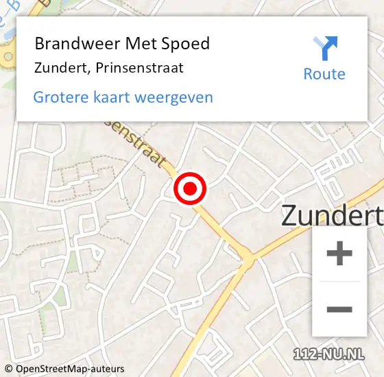 Locatie op kaart van de 112 melding: Brandweer Met Spoed Naar Zundert, Prinsenstraat op 28 februari 2024 10:23