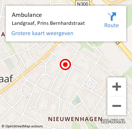 Locatie op kaart van de 112 melding: Ambulance Landgraaf, Prins Bernhardstraat op 27 september 2014 12:18