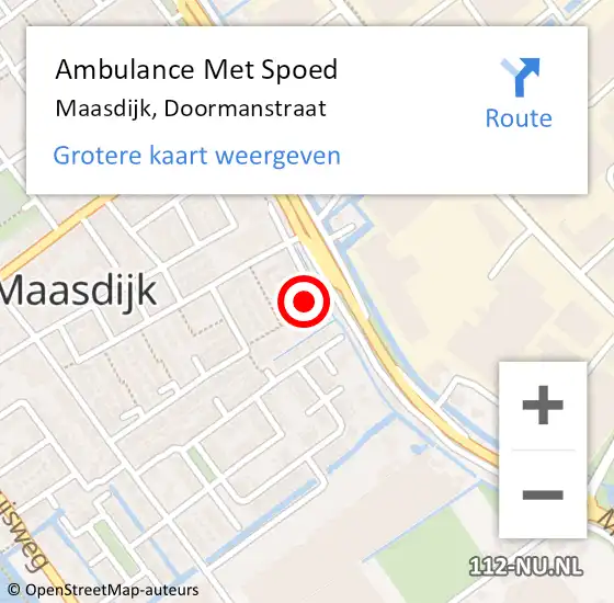 Locatie op kaart van de 112 melding: Ambulance Met Spoed Naar Maasdijk, Doormanstraat op 28 februari 2024 10:53