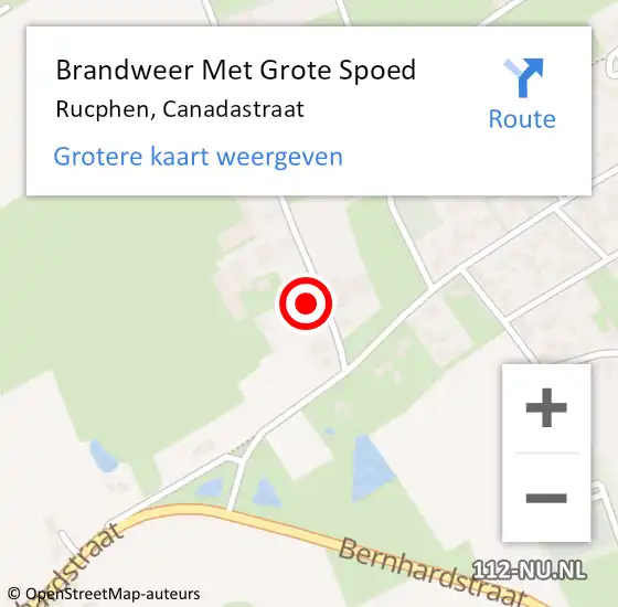 Locatie op kaart van de 112 melding: Brandweer Met Grote Spoed Naar Rucphen, Canadastraat op 28 februari 2024 11:13