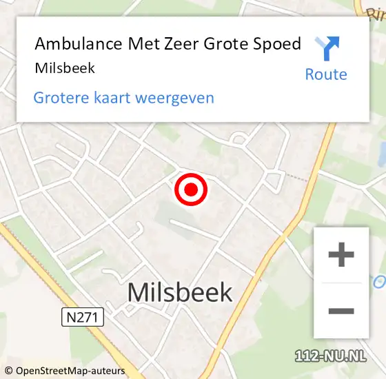 Locatie op kaart van de 112 melding: Ambulance Met Zeer Grote Spoed Naar Milsbeek op 28 februari 2024 11:46