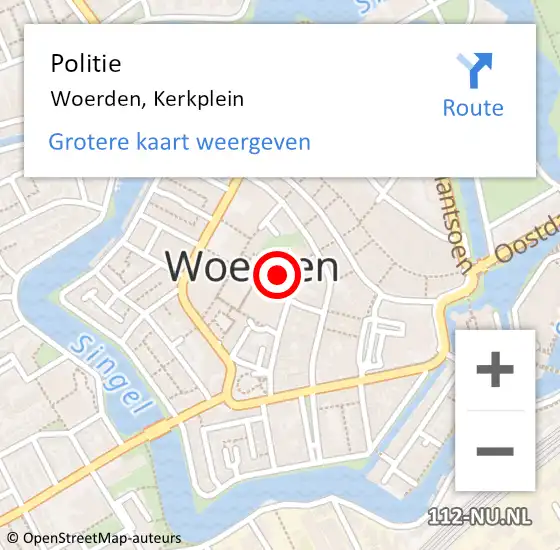 Locatie op kaart van de 112 melding: Politie Woerden, Kerkplein op 28 februari 2024 11:59