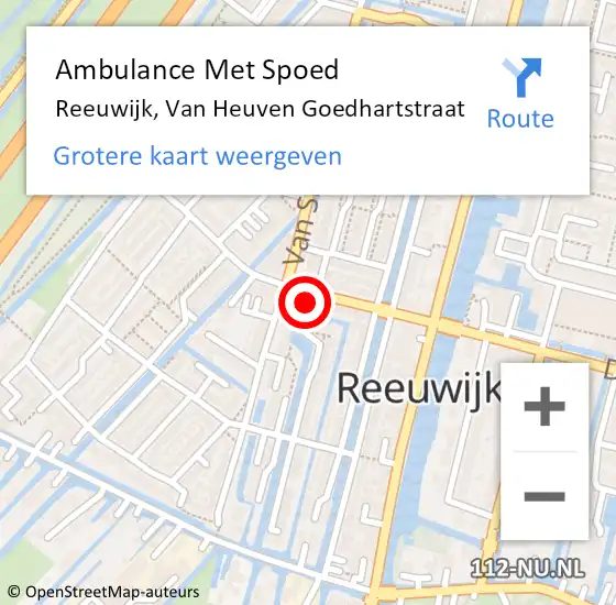 Locatie op kaart van de 112 melding: Ambulance Met Spoed Naar Reeuwijk, Van Heuven Goedhartstraat op 28 februari 2024 12:22
