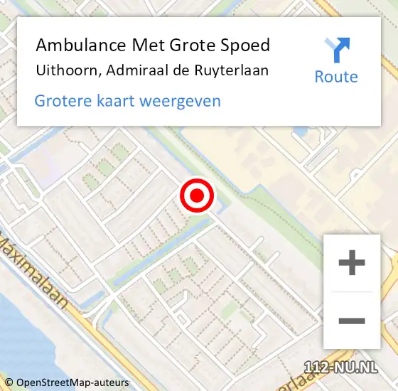 Locatie op kaart van de 112 melding: Ambulance Met Grote Spoed Naar Uithoorn, Admiraal de Ruyterlaan op 28 februari 2024 12:30