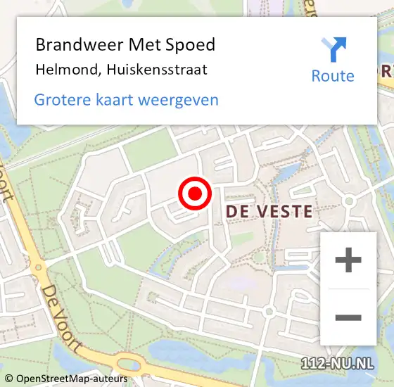 Locatie op kaart van de 112 melding: Brandweer Met Spoed Naar Helmond, Huiskensstraat op 28 februari 2024 12:32