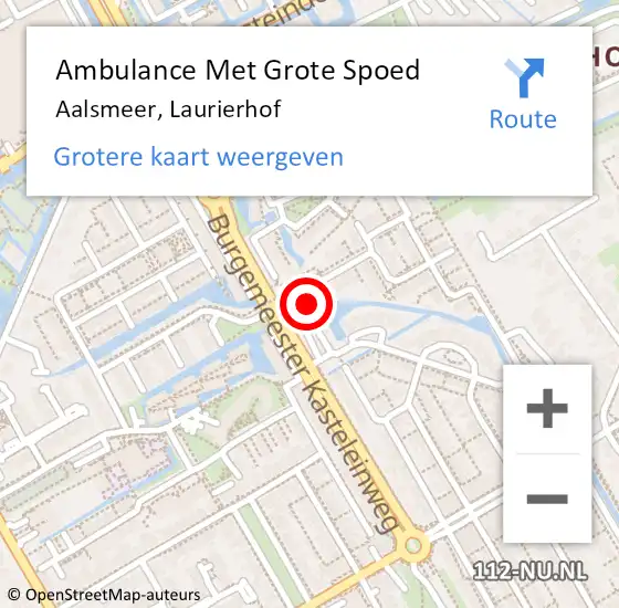 Locatie op kaart van de 112 melding: Ambulance Met Grote Spoed Naar Aalsmeer, Laurierhof op 28 februari 2024 12:43