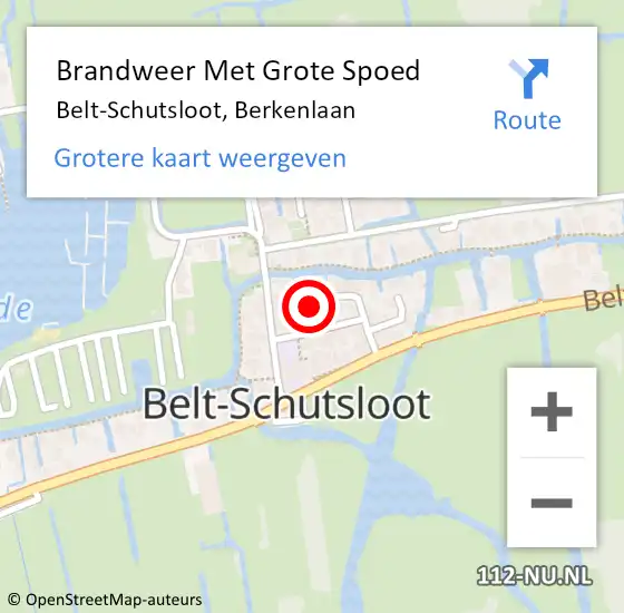 Locatie op kaart van de 112 melding: Brandweer Met Grote Spoed Naar Belt-Schutsloot, Berkenlaan op 28 februari 2024 12:50