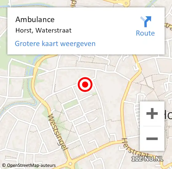 Locatie op kaart van de 112 melding: Ambulance Horst, Waterstraat op 27 september 2014 12:36