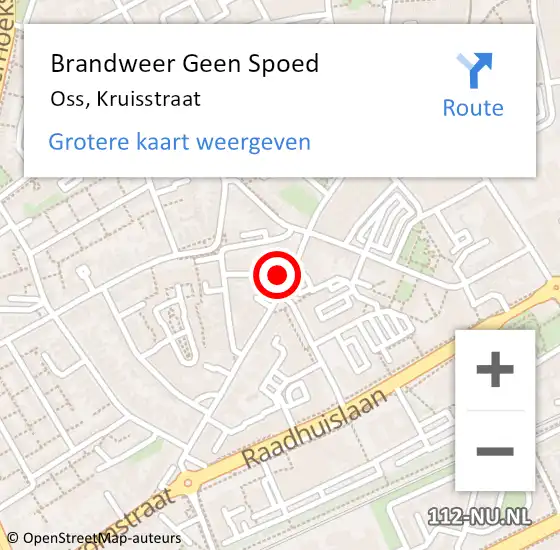 Locatie op kaart van de 112 melding: Brandweer Geen Spoed Naar Oss, Kruisstraat op 28 februari 2024 13:15