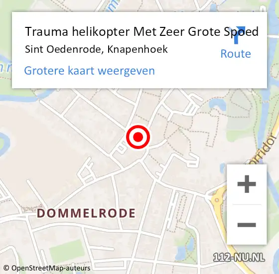 Locatie op kaart van de 112 melding: Trauma helikopter Met Zeer Grote Spoed Naar Sint Oedenrode, Knapenhoek op 28 februari 2024 13:31