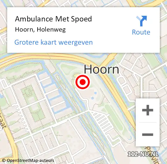 Locatie op kaart van de 112 melding: Ambulance Met Spoed Naar Hoorn, Holenweg op 28 februari 2024 13:32