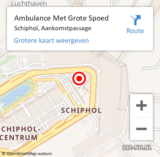 Locatie op kaart van de 112 melding: Ambulance Met Grote Spoed Naar Schiphol, Aankomstpassage op 28 februari 2024 13:38