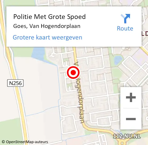 Locatie op kaart van de 112 melding: Politie Met Grote Spoed Naar Goes, Van Hogendorplaan op 28 februari 2024 13:54