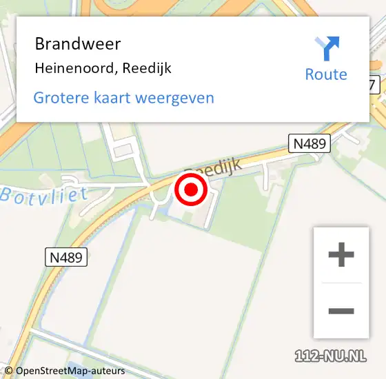 Locatie op kaart van de 112 melding: Brandweer Heinenoord, Reedijk op 28 februari 2024 14:27