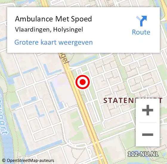 Locatie op kaart van de 112 melding: Ambulance Met Spoed Naar Vlaardingen, Holysingel op 28 februari 2024 14:34