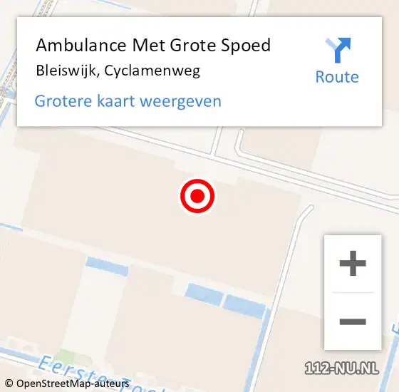 Locatie op kaart van de 112 melding: Ambulance Met Grote Spoed Naar Bleiswijk, Cyclamenweg op 28 februari 2024 14:42