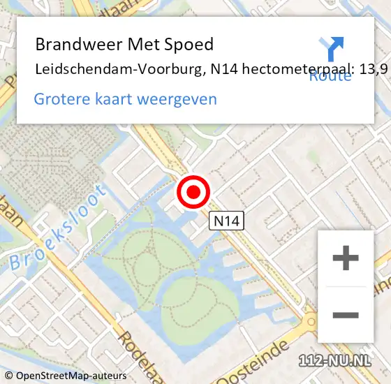 Locatie op kaart van de 112 melding: Brandweer Met Spoed Naar Leidschendam-Voorburg, N14 hectometerpaal: 13,9 op 28 februari 2024 14:47
