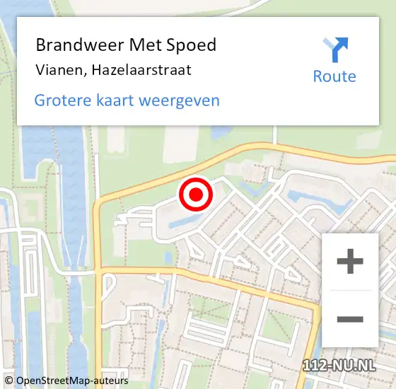 Locatie op kaart van de 112 melding: Brandweer Met Spoed Naar Vianen, Hazelaarstraat op 28 februari 2024 14:49