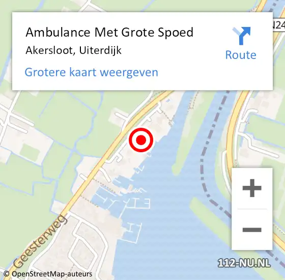 Locatie op kaart van de 112 melding: Ambulance Met Grote Spoed Naar Akersloot, Uiterdijk op 28 februari 2024 14:55