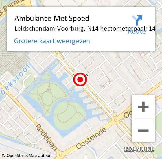 Locatie op kaart van de 112 melding: Ambulance Met Spoed Naar Leidschendam-Voorburg, N14 hectometerpaal: 14 op 28 februari 2024 15:14