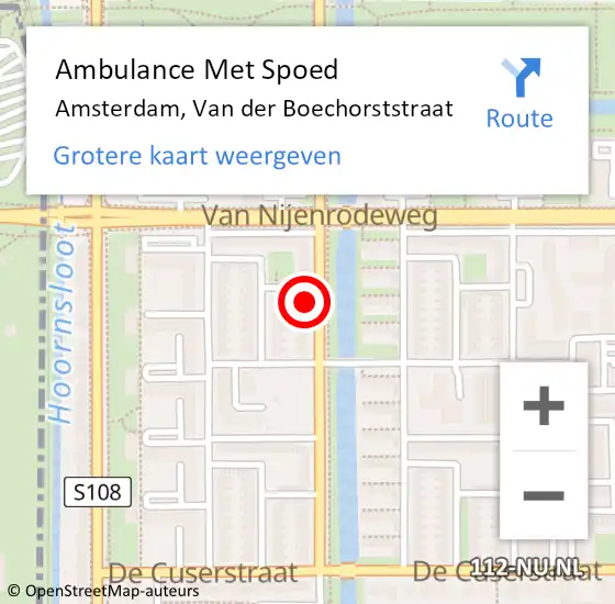 Locatie op kaart van de 112 melding: Ambulance Met Spoed Naar Amsterdam, Van der Boechorststraat op 28 februari 2024 15:23