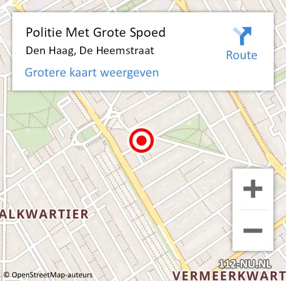 Locatie op kaart van de 112 melding: Politie Met Grote Spoed Naar Den Haag, De Heemstraat op 28 februari 2024 15:33