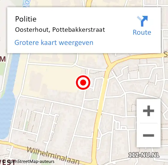 Locatie op kaart van de 112 melding: Politie Oosterhout, Pottebakkerstraat op 28 februari 2024 15:35