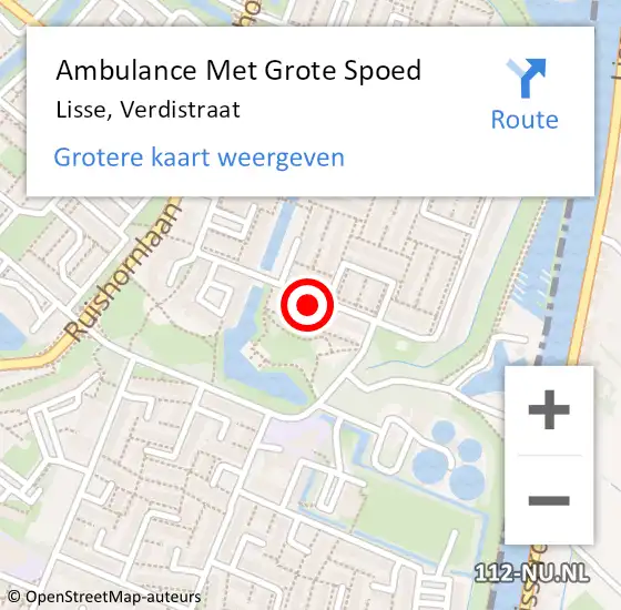 Locatie op kaart van de 112 melding: Ambulance Met Grote Spoed Naar Lisse, Verdistraat op 28 februari 2024 15:36